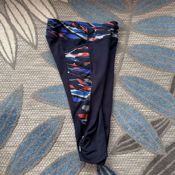 Athleta Women’s Spliced Fire Be Free Knicker Navy Leggings Crop Capris Size S‎ - Picture 4 of 5